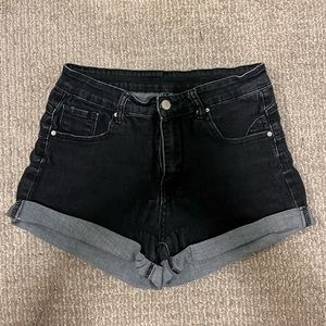 Black High Rise Jean Shorts